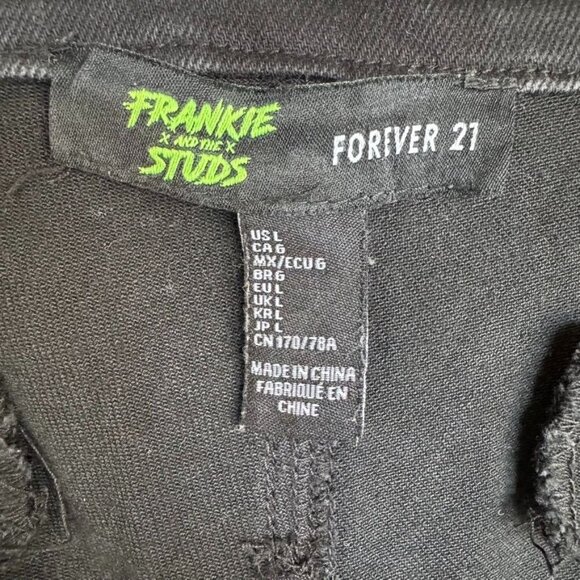 Forever 21 X Frankie and The Studs Studded Black Lace Up Low Rise Flare  Jeans - Picture 12 of 14